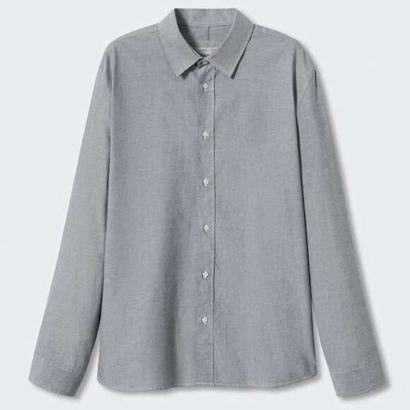 New MANGO Men's Regular Fit Cotton Shirt Blue - Picture 5 of 6